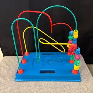 Vintage 1988 Playskool Blue Busy Beads Maze Trains Cars Hot Air Balloons Toy